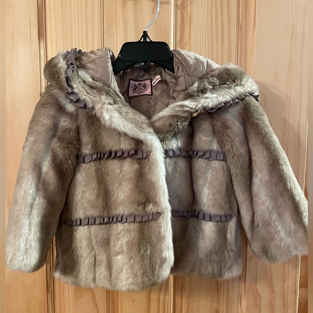Juicy Couture Kids Faux Fur Coat - Brown